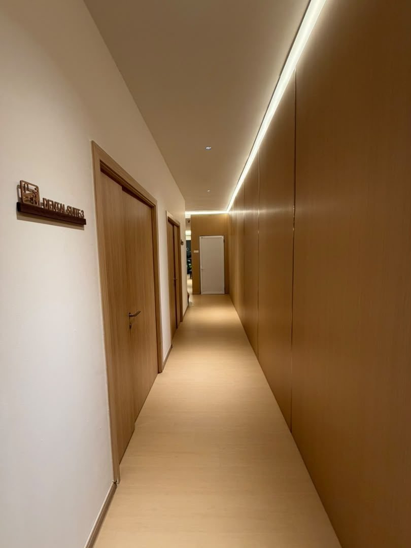 Corridor of private dental suites at Qualiteeth Taman Sri Bintang