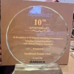 Amedix 10th Anniversary award recognising Qualiteeth for infection control excellence