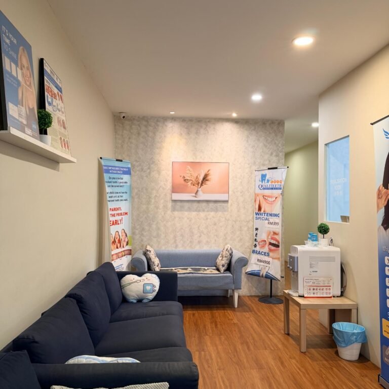 Patient waiting area at Qualiteeth Desa Aman Puri