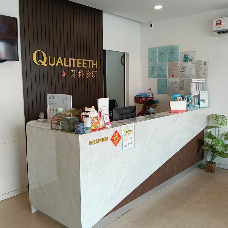 Reception counter at Qualiteeth Selayang Jaya